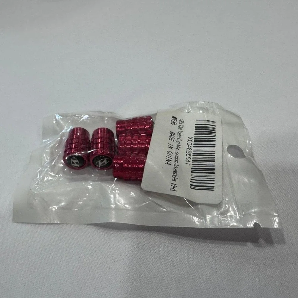 Sealed Hyundai Red Automotive‎ Tire Valve Stem Caps (qty 4)